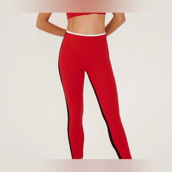 Splits59 Red Sam High-Waisted 7/8 Leggings with Racing Stripe - Size M - Picture 1 of 11
